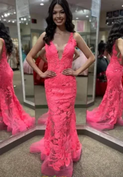 Applique Long Fitted Dress 60283