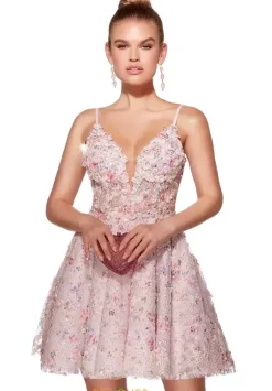 Applique Short A Line Dress 30017