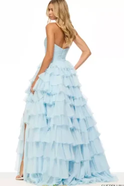 Back Zipper Long Chiffon Dress 57424