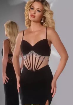 Beaded Fitted Long Dress 42758