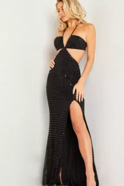 Beaded Fitted Long Dress 36810