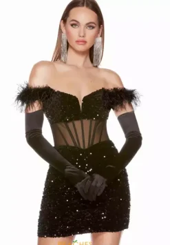 Fitted Feathers Short Dress 4800