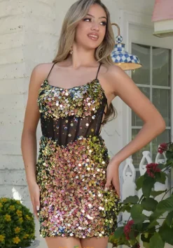 Fitted Sequins Short Dress 1723