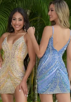 Fitted Short Sequins Dress 1701