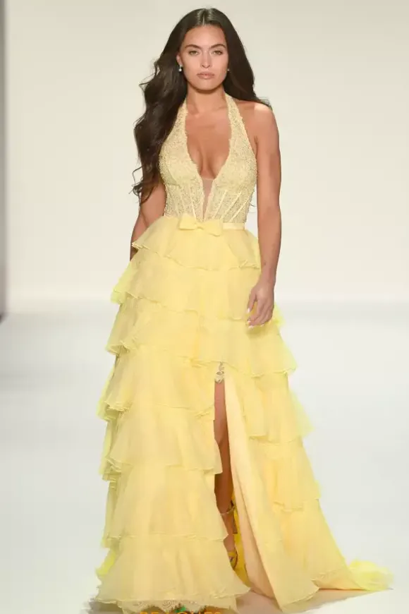 Halter Neckline A Line Chiffon Dress 57940