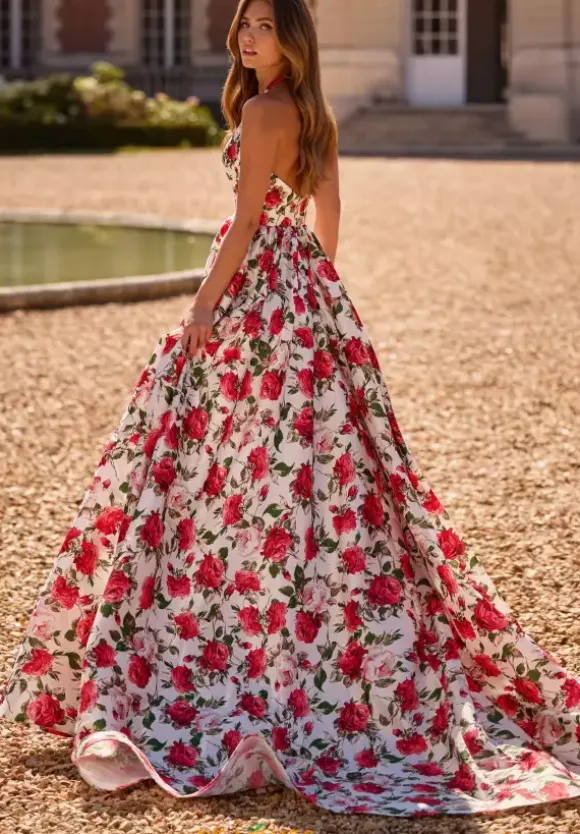 Halter Neckline A Line Dress 57726