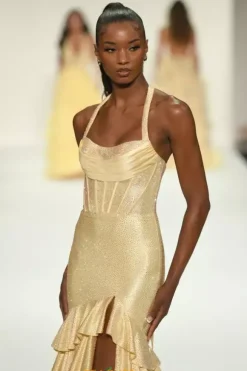 Halter Neckline Satin Dress 57618