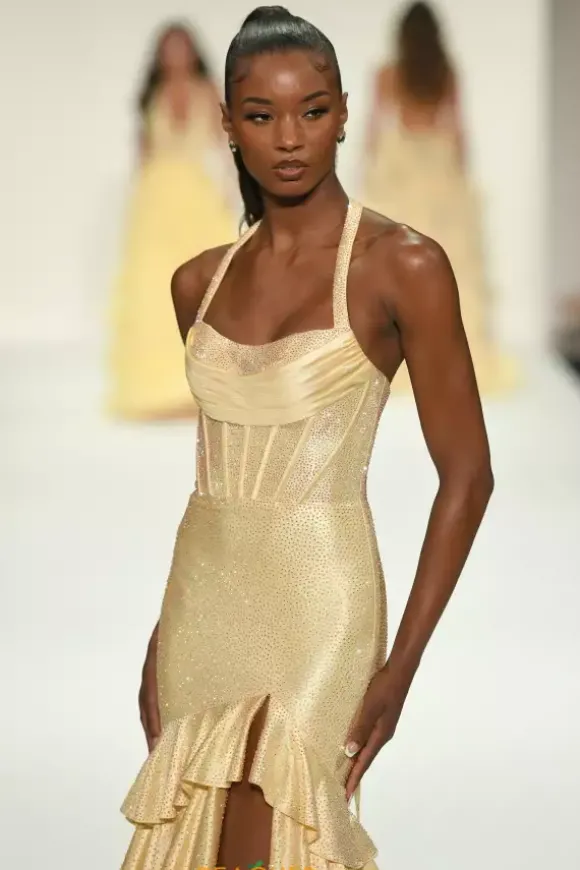 Halter Neckline Satin Dress 57618