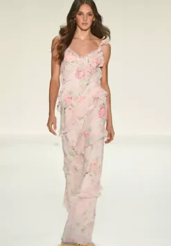 Long Chiffon V Neck Dress 57782