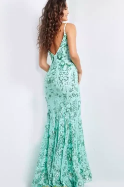 Long Fitted Sequins Dress 23839