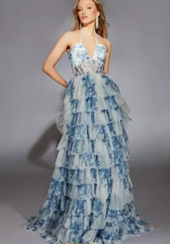 Long Halter Neckline Corset Dress 61730