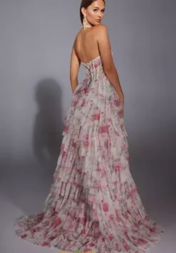 Long Halter Neckline Corset Dress 61730