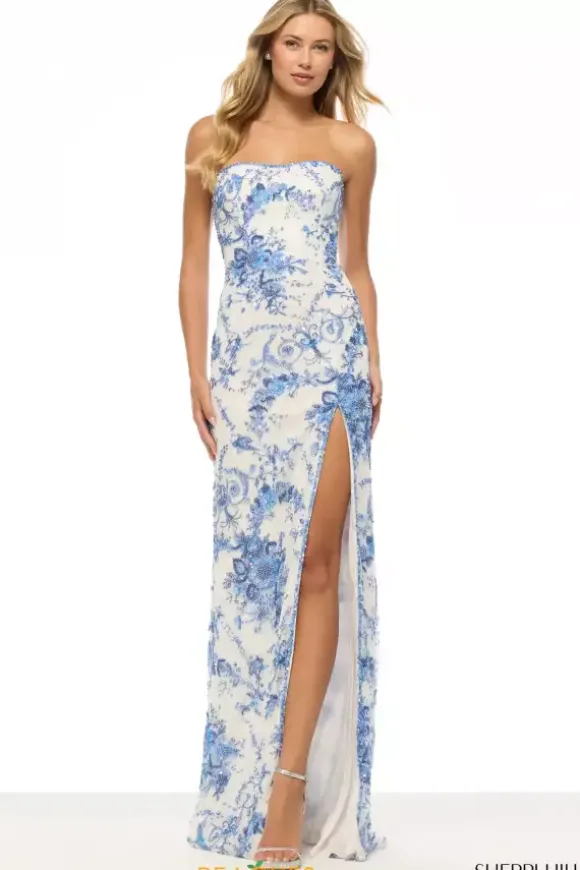 Long Train Strapless Neckline Dress 57254