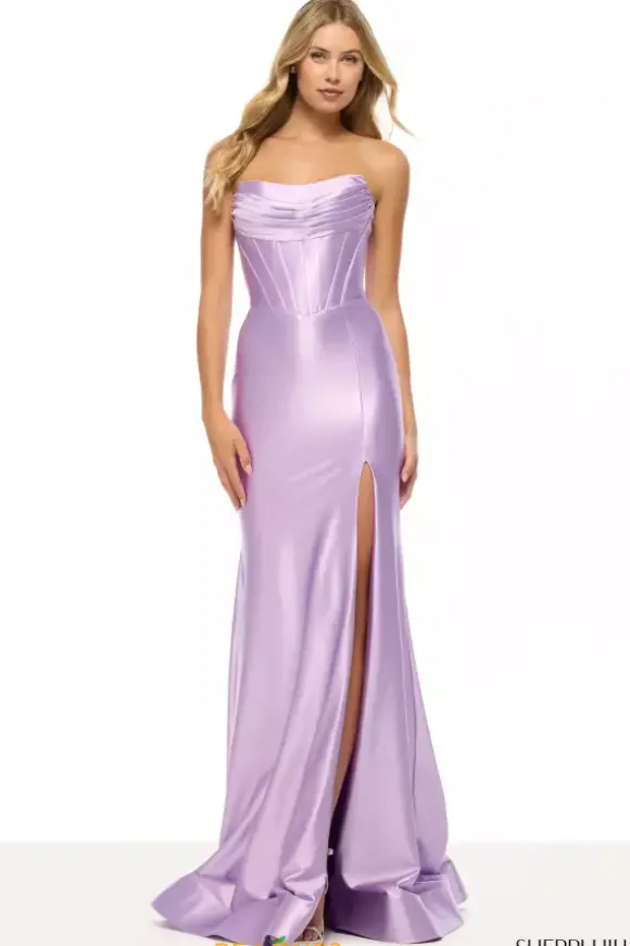 No Beads Long Satin Dress 57412