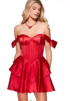 Off The Shoulder Satin Short Dress 30037