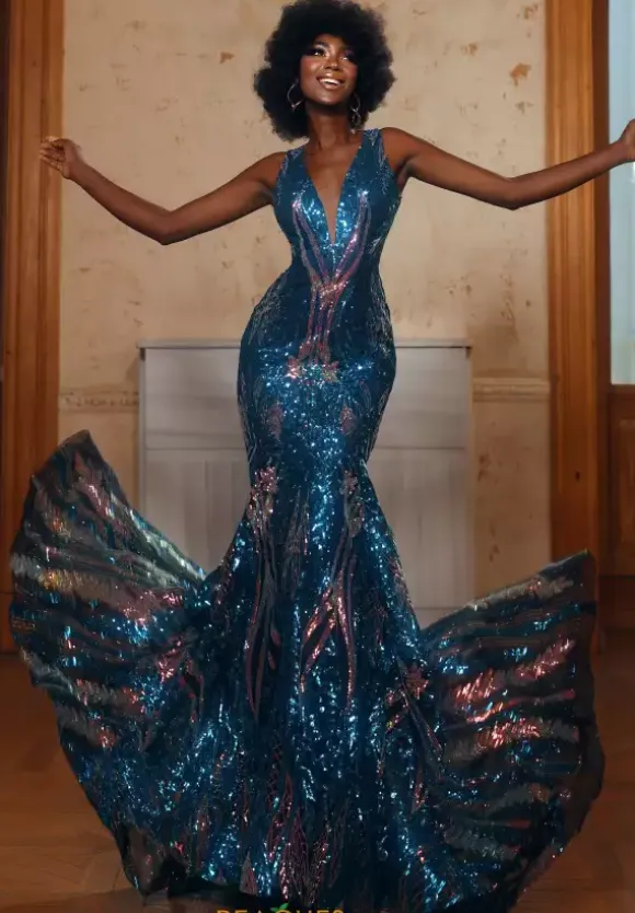 Open Back Train Fitted Dress 61657