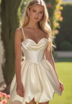 Short A Line Satin Dress 30012