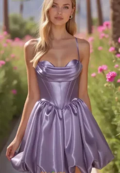 Short A Line Satin Dress 30012