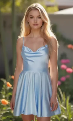 Short Satin A Line Dress 30051