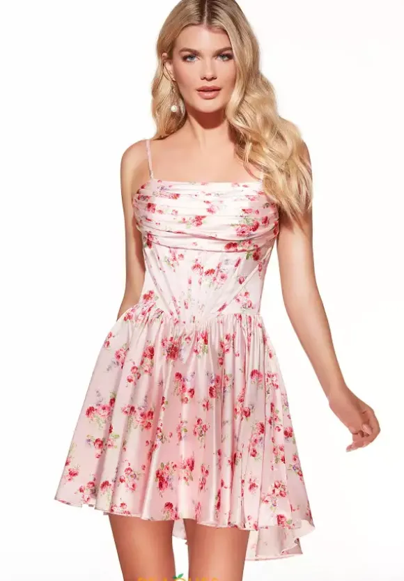 Short Satin A Line Dress 30059