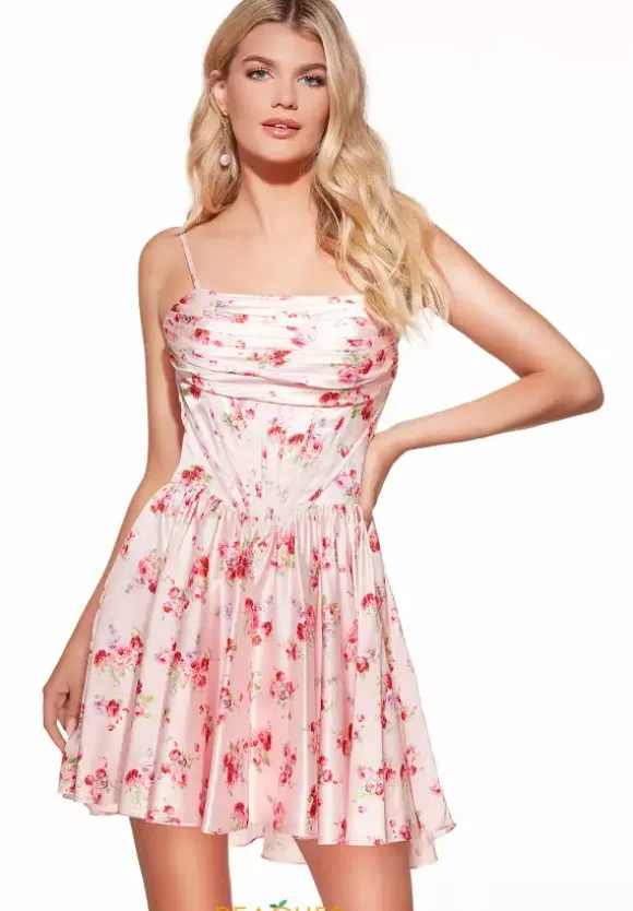 Short Satin A Line Dress 30059