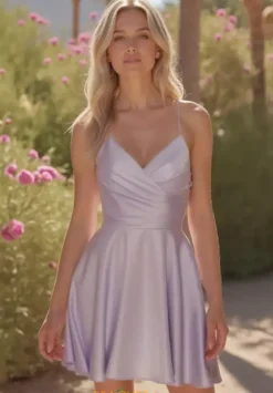 Short Satin A Line Dress 30018