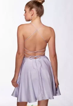 Short Satin A Line Dress 30018