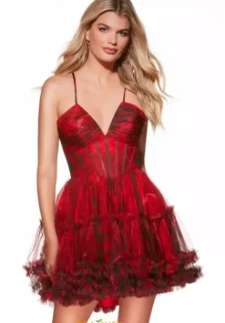 Short V Neck A Line Dress 30057