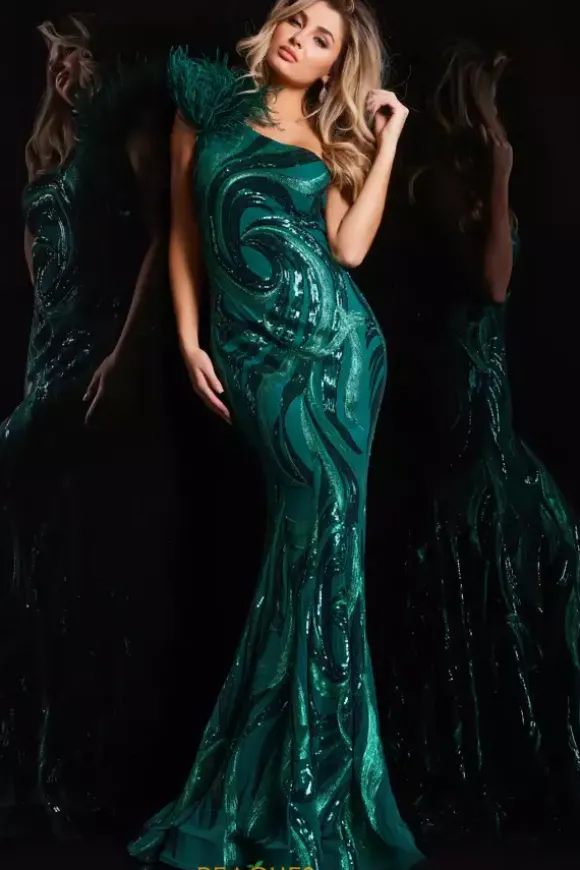 Single Shoulder Fully Beaded Dress 32596