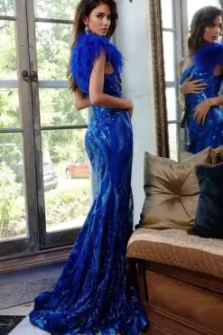 Single Shoulder Fully Beaded Dress 32596