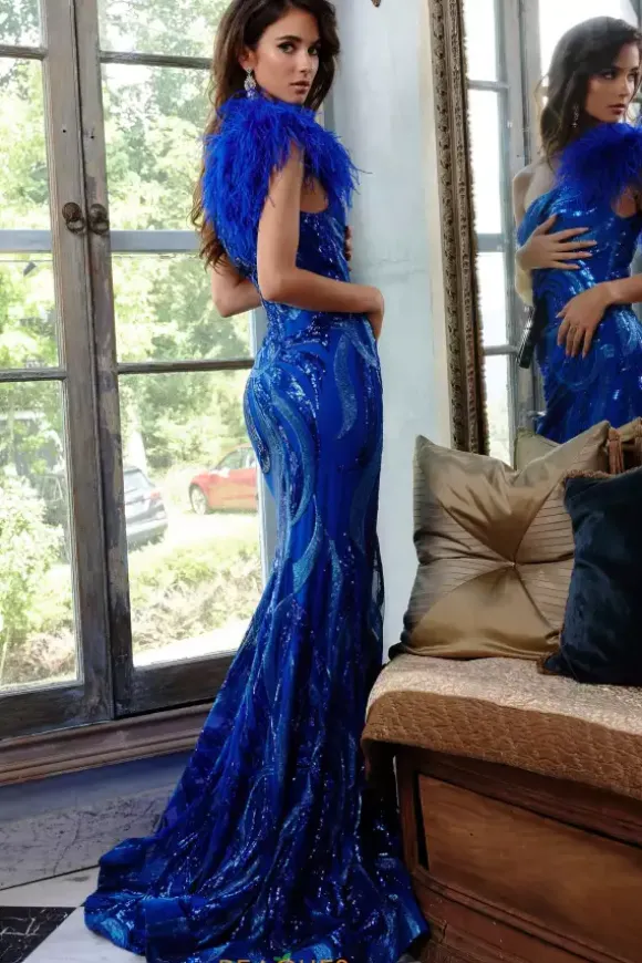 Single Shoulder Fully Beaded Dress 32596