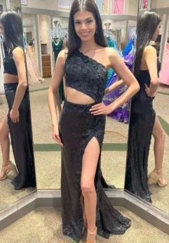 Single Shoulder Fully Beaded Dress 23789