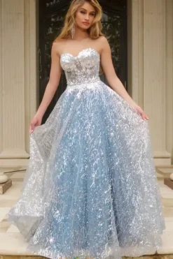 Strapless Beaded A Line Dress 08417