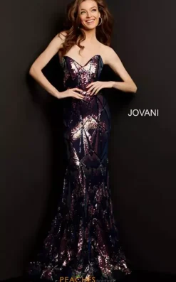 Strapless Fitted Sequins Dress 05100