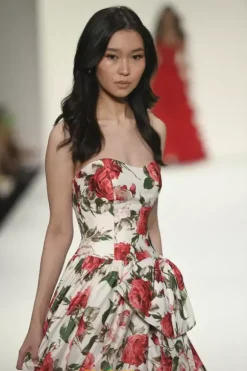 Strapless Printed A Line Dress 57724