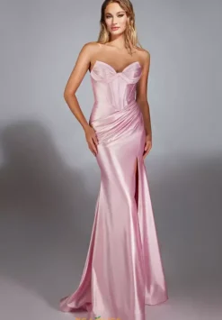 Stretch Satin Fitted Corset Dress 61733