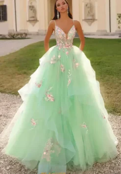 Tulle Open Back A-Line Dress 61735