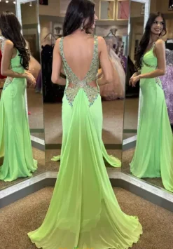 V Neck Fitted Long Dress 4332