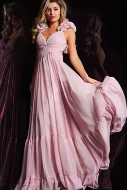 V Neck Long A Line Dress 26248