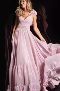 V Neck Long A Line Dress 26248