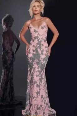 V Neckline Beaded Dress 44033