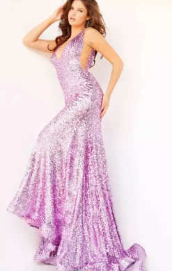 V Neckline Sequins Dress 23079